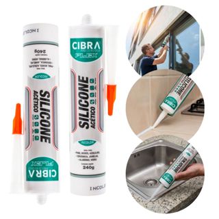 Silicone Acético 1-6 Cibra Flex 240g Transparente Vedação Construção Banheiro Pia Janelas Portas Selante em Oferta na Shopee
