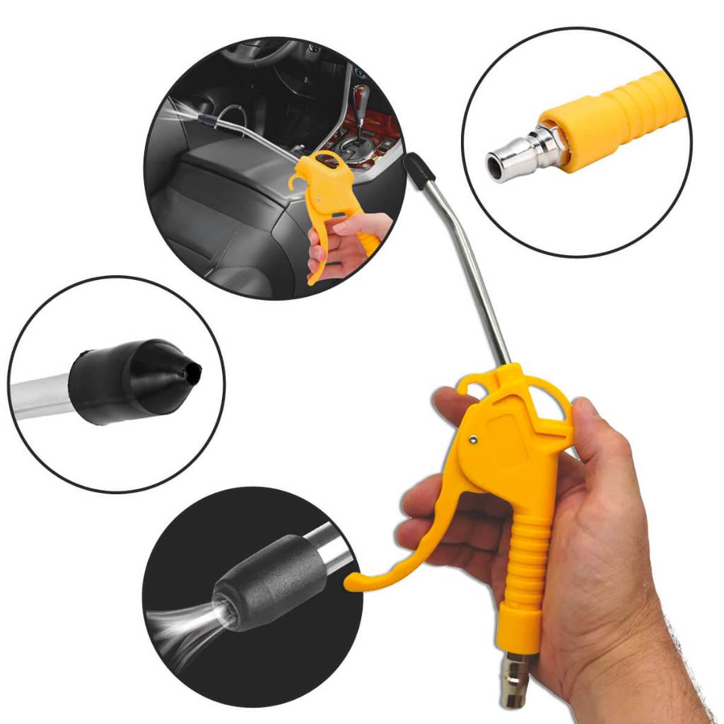 Pistola Ar Comprimido Bico Longo Engate Rápido 1/4" Limpeza Secagem Peças Máquinas Oficina Indústria Doméstico Precisão!