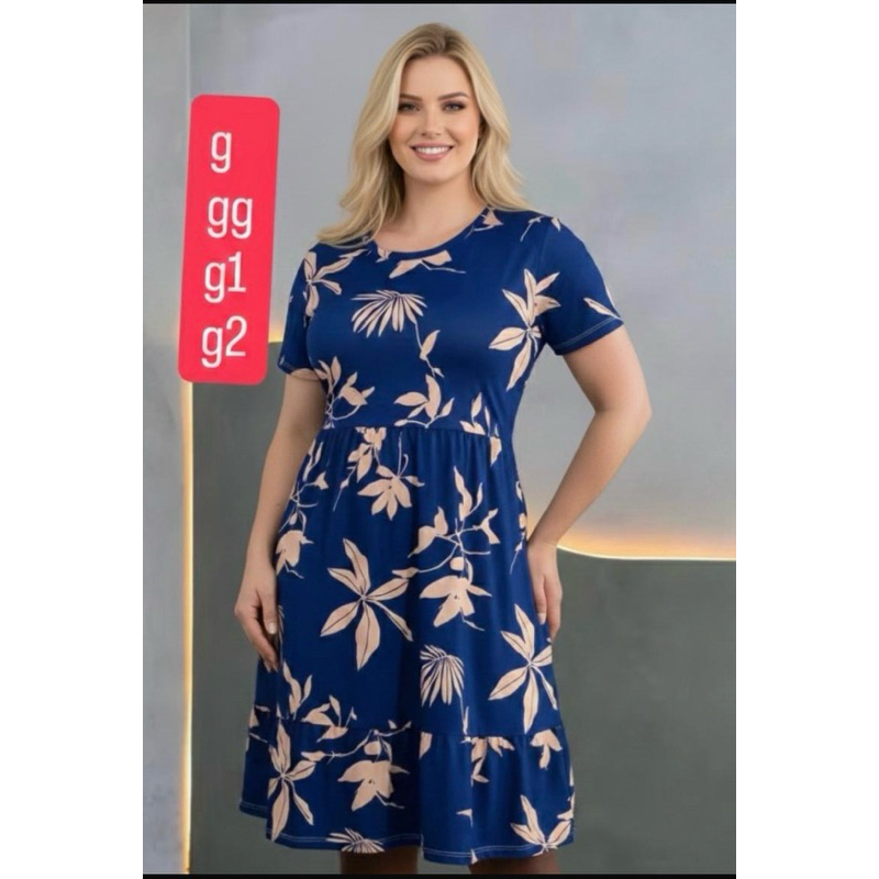 Vestido manga 3 maria rodado Estampado Suplex Digital Veste 42/44:46/48/50 em Oferta na Shopee