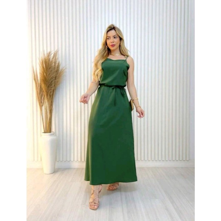 vestido longo femenino de  alcinha em Oferta na Shopee