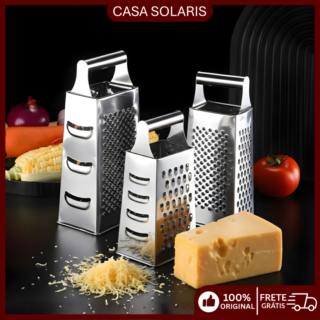 Ralador de Queijo Aço Inox Multiuso para Chocolate Legumes Batata Cenoura Cozinha