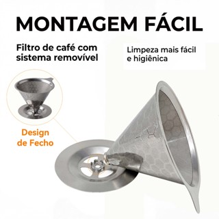 Coador de Café em Aço Inoxidável com Suporte Removível | Filtro Reutilizável para Café Gotejado em Oferta na Shopee