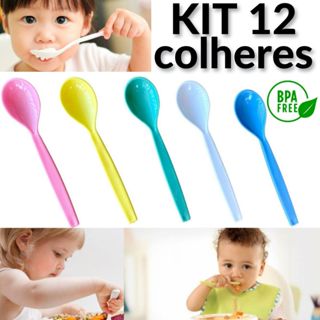 Colher plastico reforçado 12un colorida reutilizavel sorvete sopa sobremesa refeição lanche festa em Oferta na Shopee