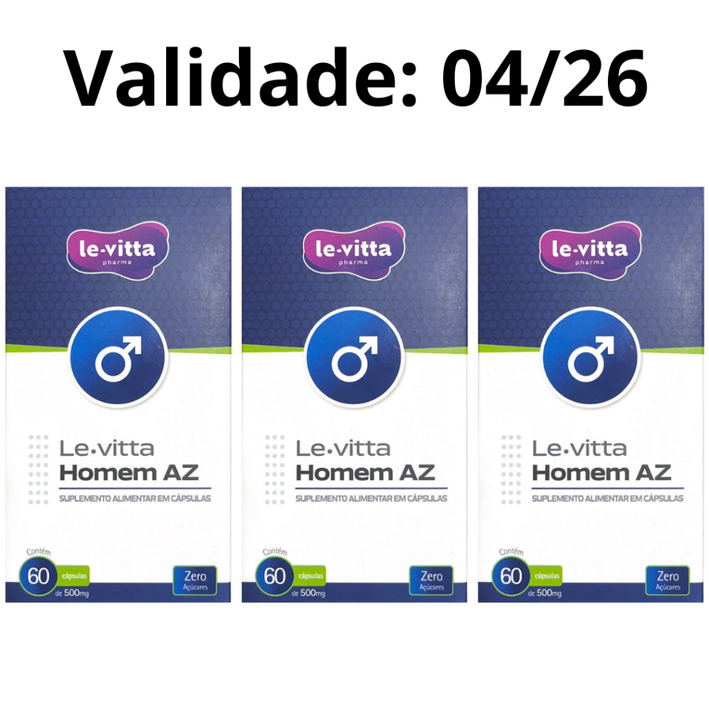Kit 3x Vitamina A-Z Homem Le Vitta 60 cápsulas 500mg