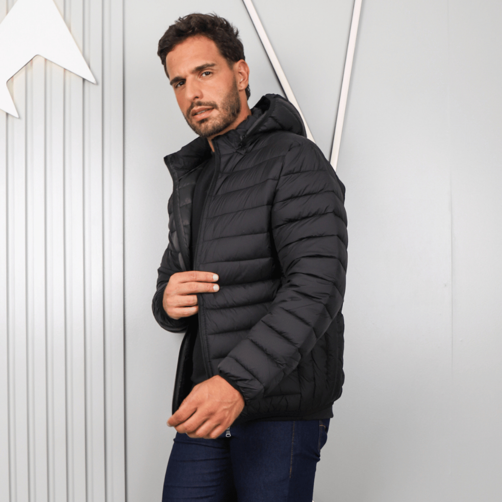 Jaqueta Masculina Bobojaco Puffer Nylon Impermeável Bolso Interno Capuz Removível Casaco Gominho