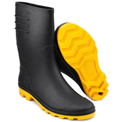 Bota PVC Impermeável Chuva Trabalho Motoqueiro Delivery Pesca Obra Jardim Preta Amarelo Epi 37 a 43