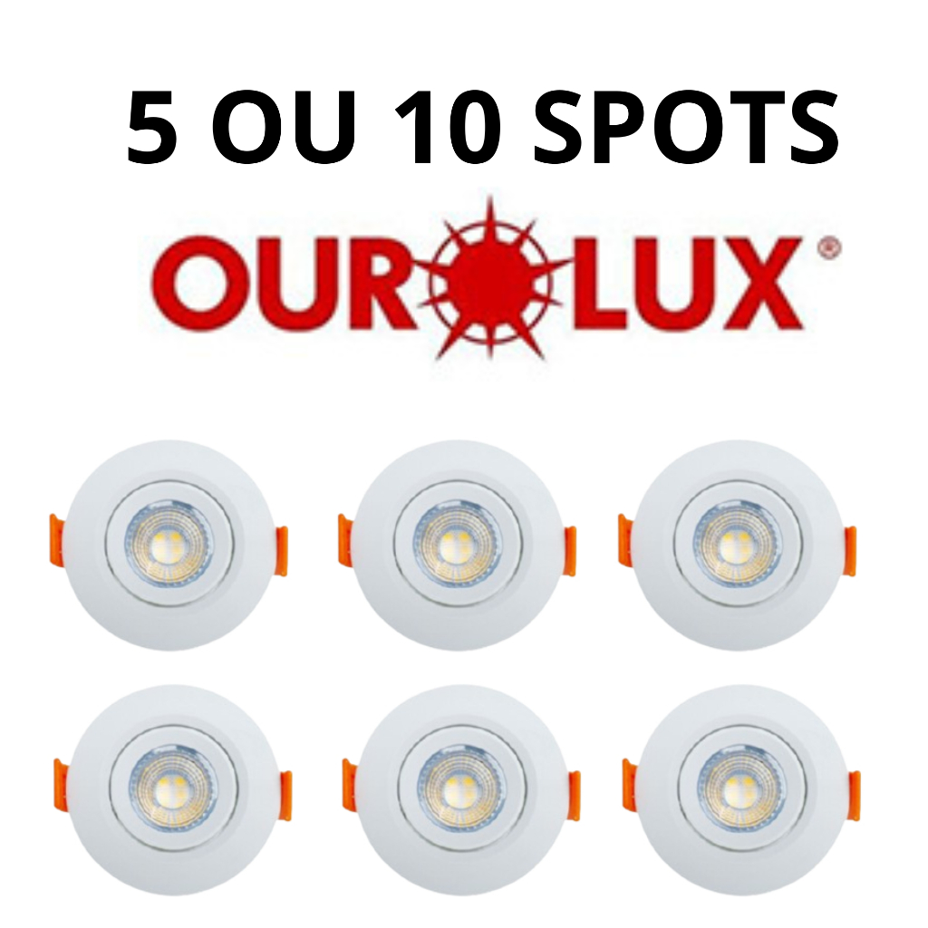 Kit 5 ou 10 Spots Luminárias Redondo Led Ourulux Branco Frio / Neutro / Quente 3000k 4000k 6500k em Oferta na Shopee