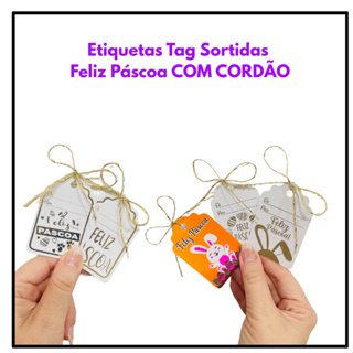 Etiqueta Tag Feliz Páscoa 7x4,5cm 5 Modelos com Cordão para Embalagem em Oferta na Shopee