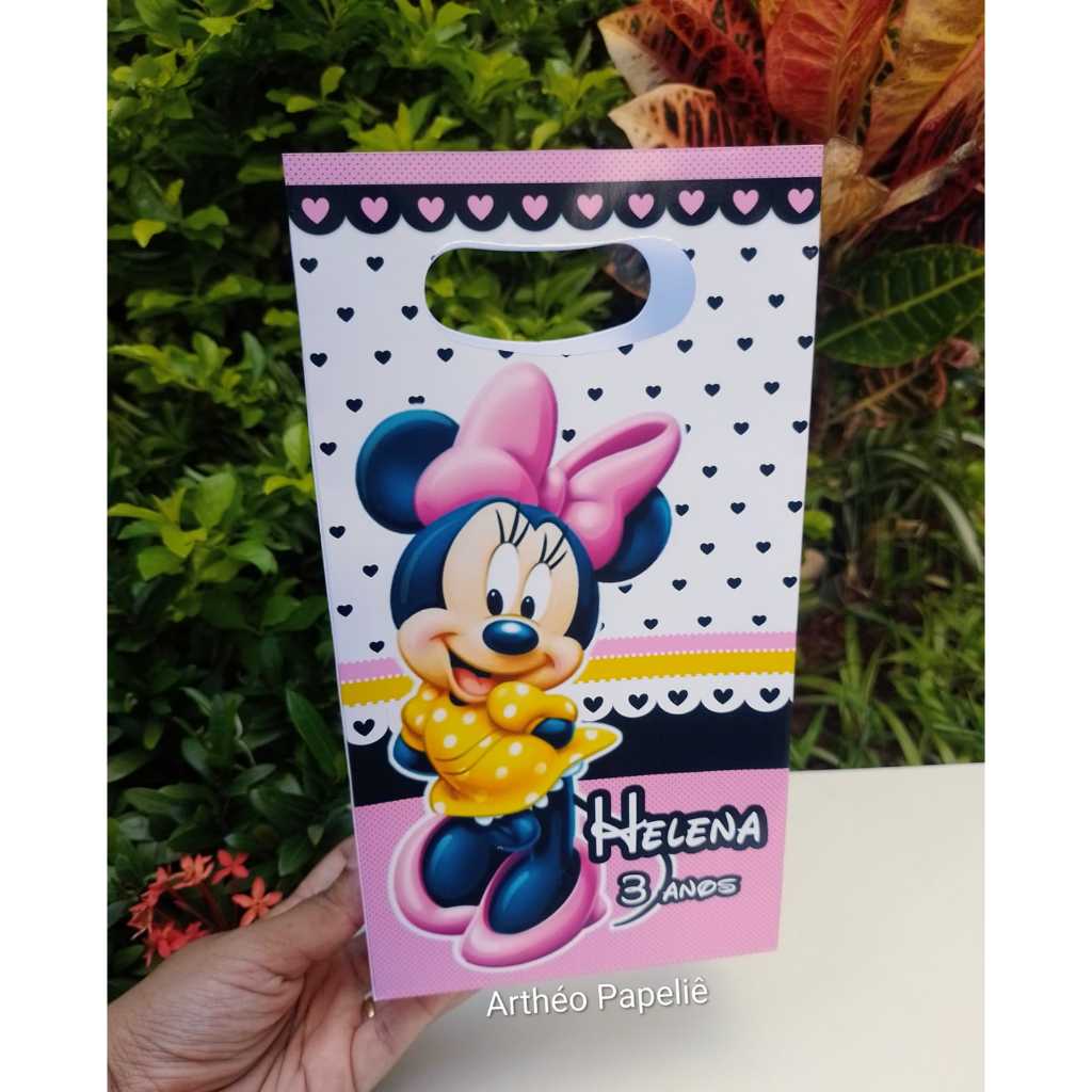 Sacolinha Surpresa M Personalizada Minnie Rosa para lembrancinha  - PEGUE E MONTE - SACOLINHA SURPRESA/ ANIVERSÁRIO