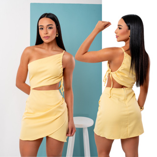 Vestido Feminino Curto alfaiataria Recorte mula manca Moda Gringa Verão em Oferta na Shopee