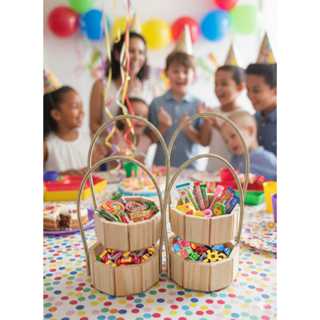 kit 10 cestas de madeira de pinus redonda  13 cm em Oferta na Shopee