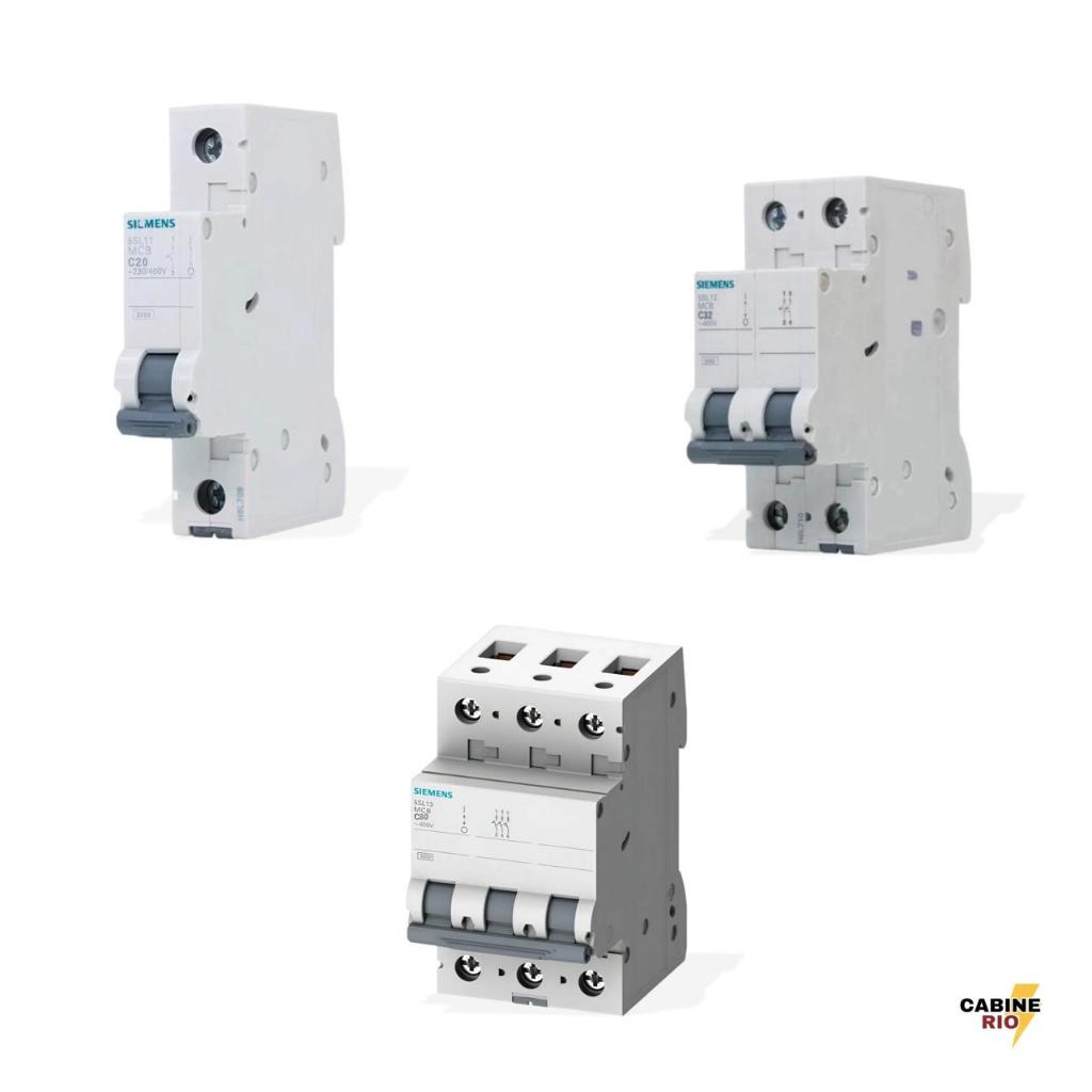 Disjuntores Siemens 5SL Monopolar, Bipolar e Tripolar -10A, 16A, 20A, 25A, 32A, 40A, 50A, 63A