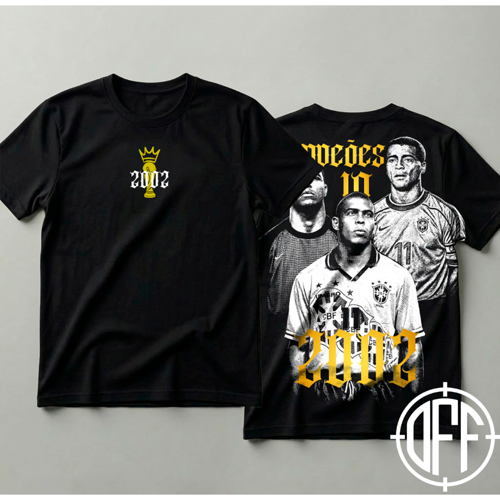 Camiseta Oversized ou Básica Campeões do Mundo 2002 1994 Brasil Copa do Mundo 2026 Hexa Seleção Brasileira Futebol