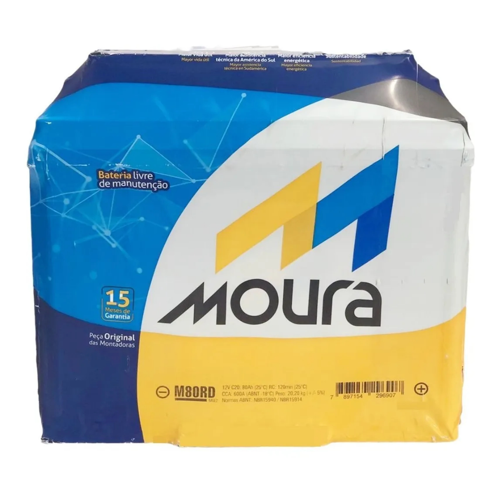 Bateria Moura M80RD 80Ah Original Pajero Santa Fé ix35 Azera