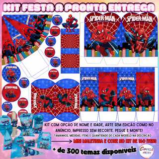 KIT COM 90 OU 160 ITENS/LEMBRANCINHAS (COM TAGS, APLIQUES E CAIXAS) (COM/SEM NOME)TEMA:HOMEM ARANHA em Oferta na Shopee