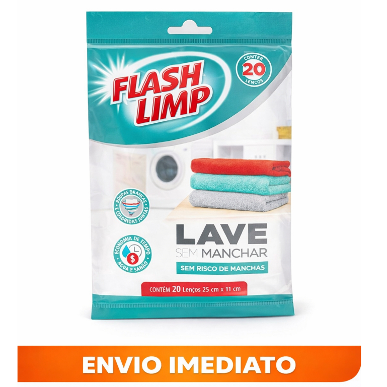 Lenço Lave Sem Manchar Anti Mancha San7764 com 20 lenços Flash Limp