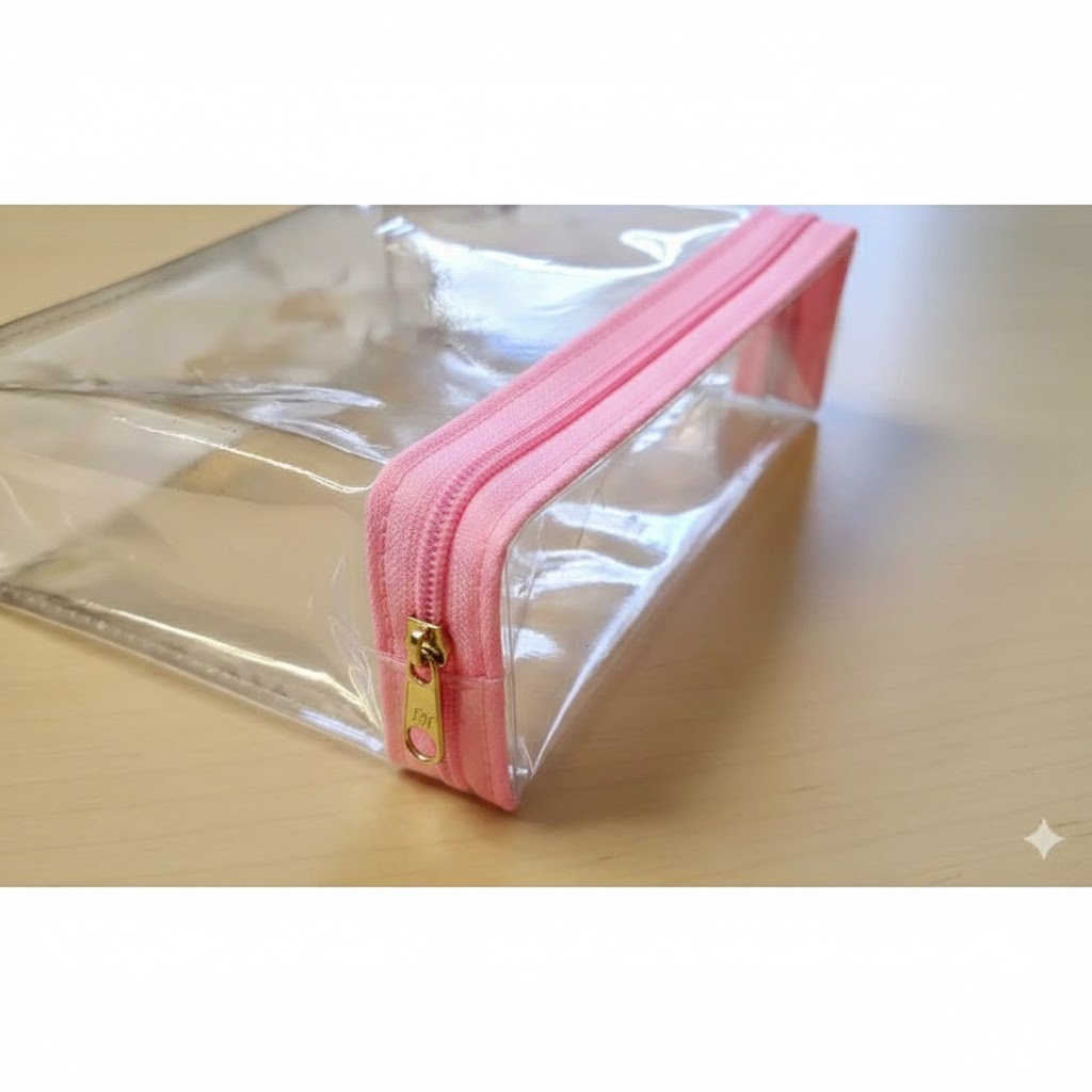 Kit c/-10 Necessaire - Zíper Rosa ou Azul - Organizador Multiuso PVC : Praticidade e Estilo P/ Viagens- Malas- Bolsas