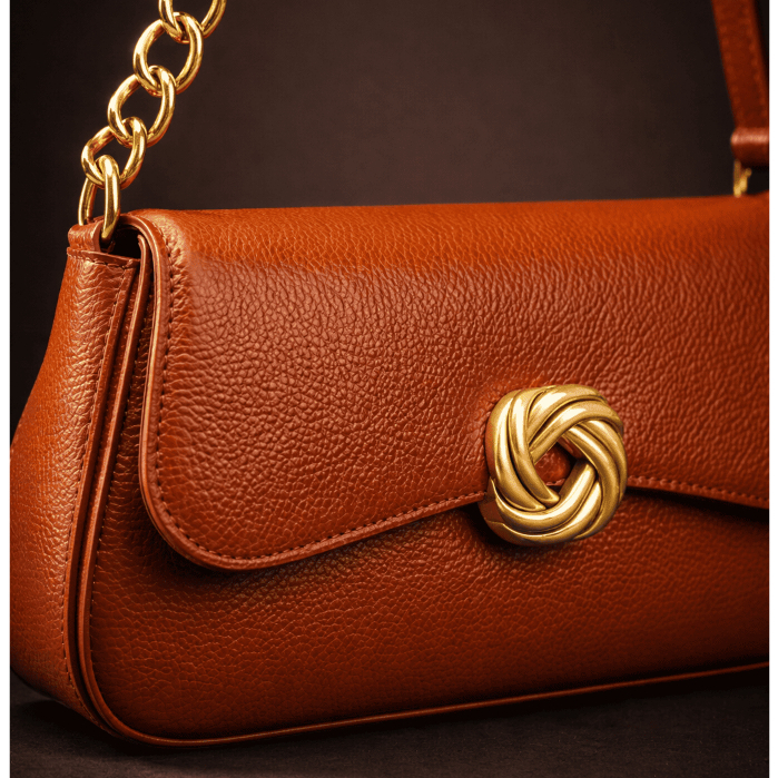 Bolsa Feminina com Alça de Corrente Dourada Couro Sintético Premium Elegante Moderna