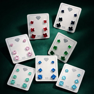 Trio De Brincos Prata 925 Legitima com Zirconia Quadrada em Oferta na Shopee
