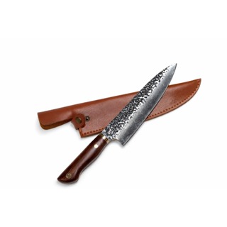 Faca Chef Damasco 33cm Cabo Madeira com Bainha de Couro Artesanal 7371 em Oferta na Shopee