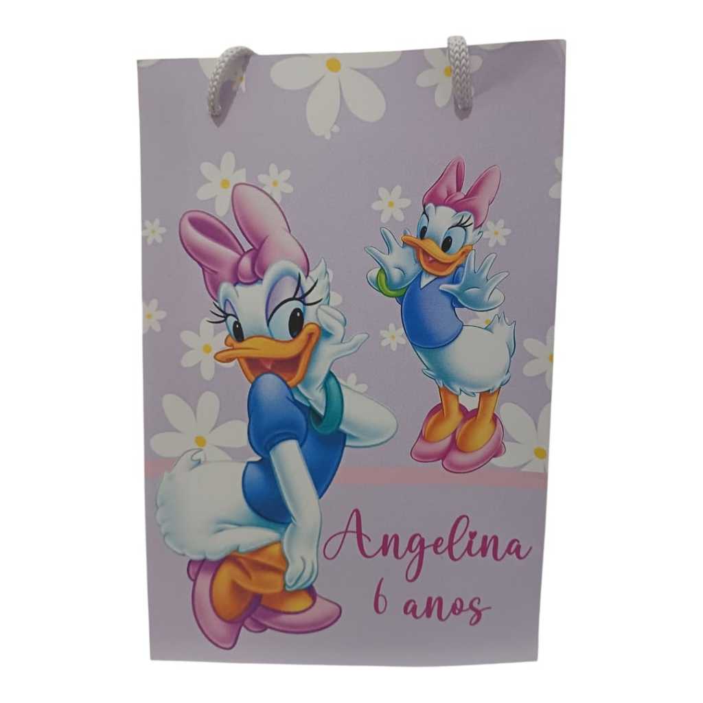 Sacolinha Personalizada com nome e idade (cabe Pipoca) Margarida  Surpresa Festa Aniversário Lembrancinhas