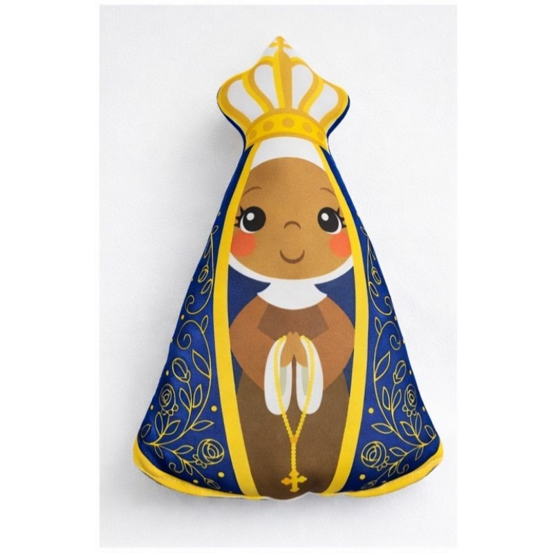 Naninha Nossa Senhora Aparecida Bebê 30cm Infantil Almofada Decorativa Católica Presente Religioso