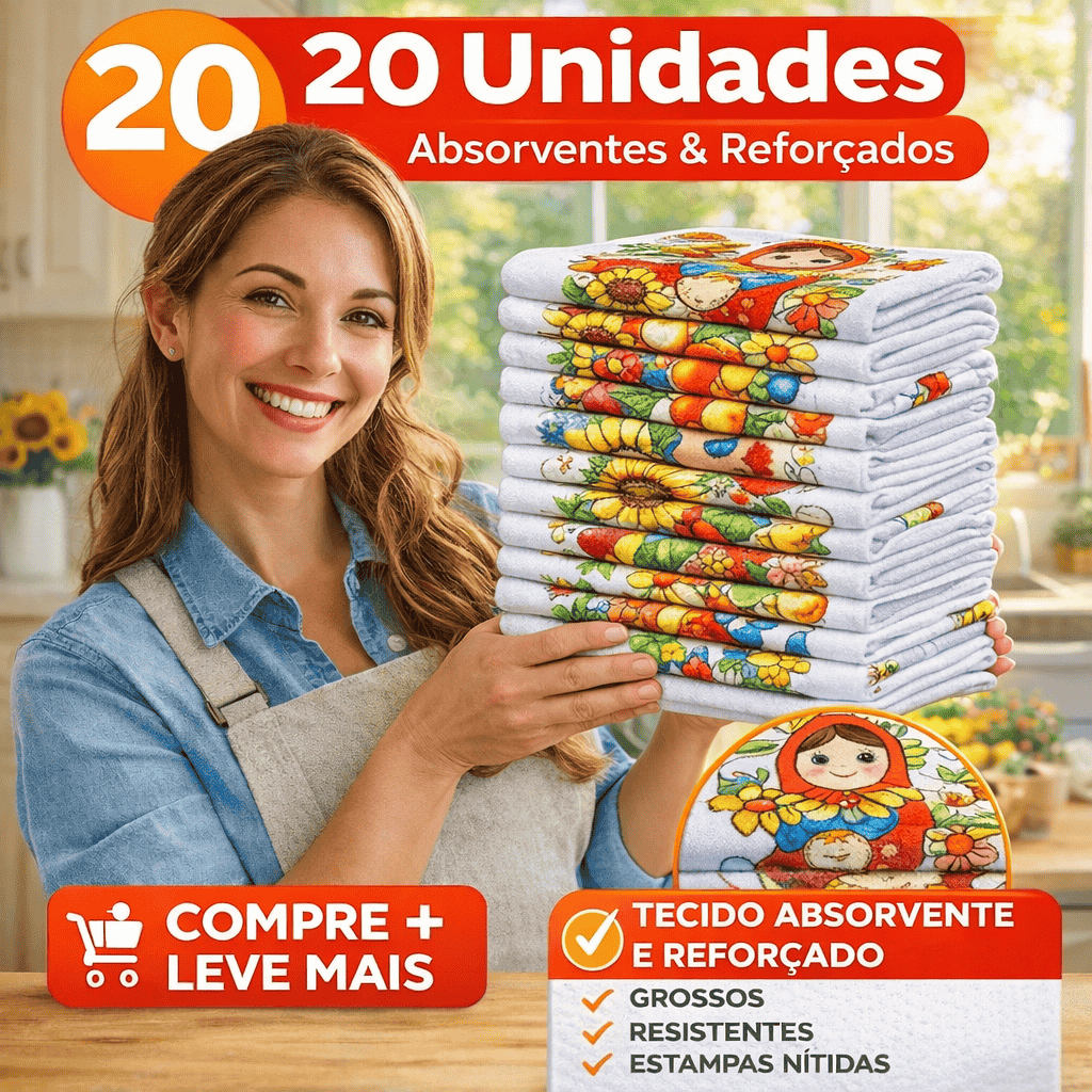 Novo Pano De Prato Estampado Bainha Com 20 Peças em Oferta na Shopee