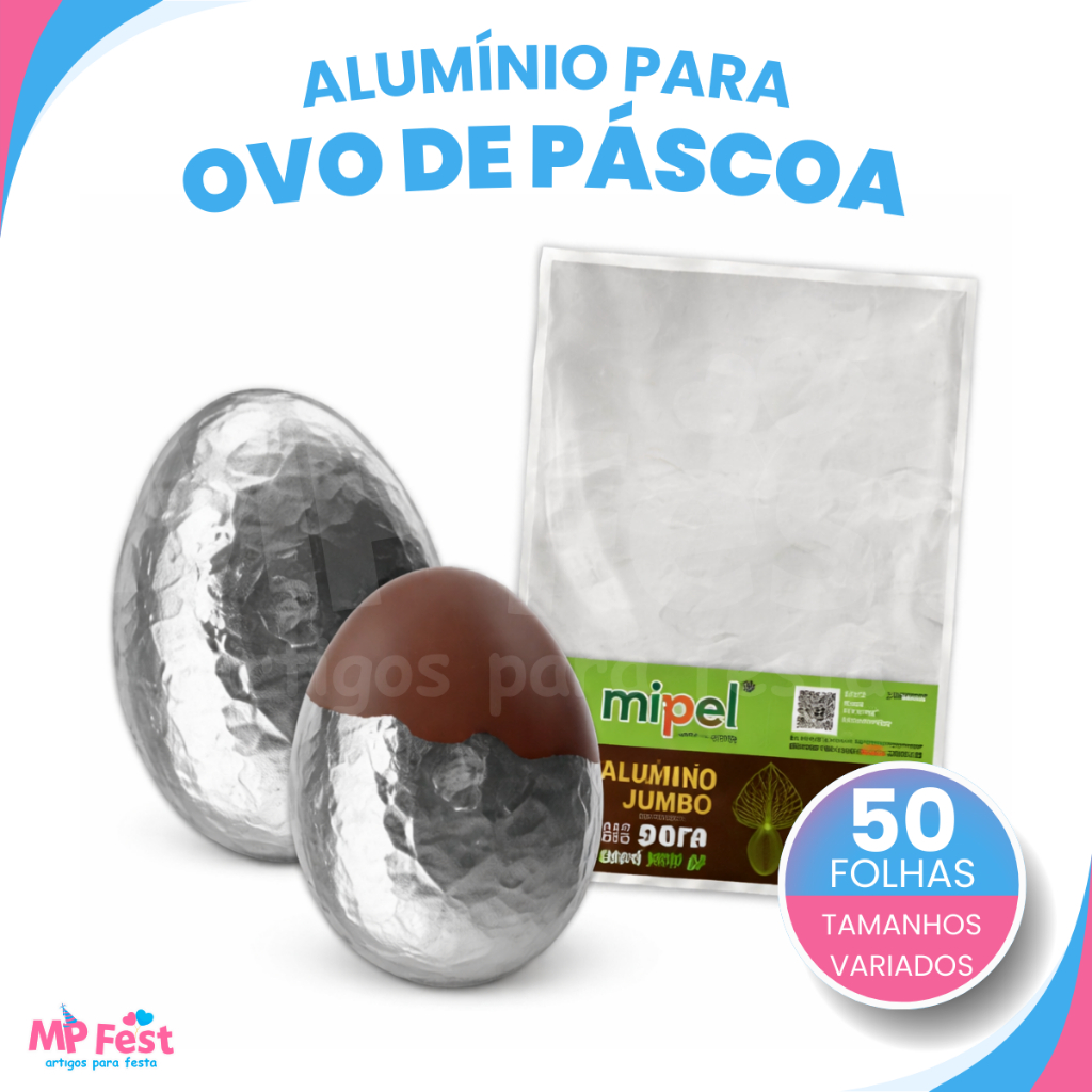 50 Papel Chumbo Alumínio Prata Cortado 100-500g - Para Ovos de Páscoa