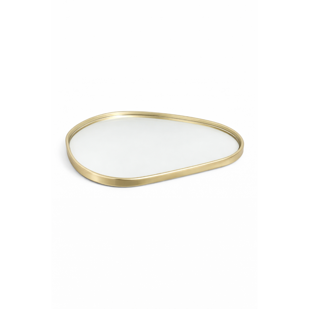 BANDEJA ORGANICA ESPELHADA DECORATIVA MULTIUSO BANHEIRO LAVABO SALA DOURADO