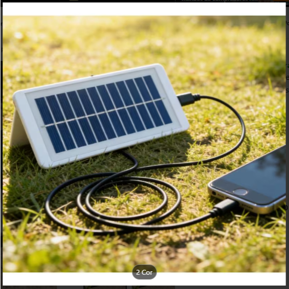 Painel Solar Leve e Portátil, 5V 2W, Carregador Solar para Celular com Porta USB para Carregamento