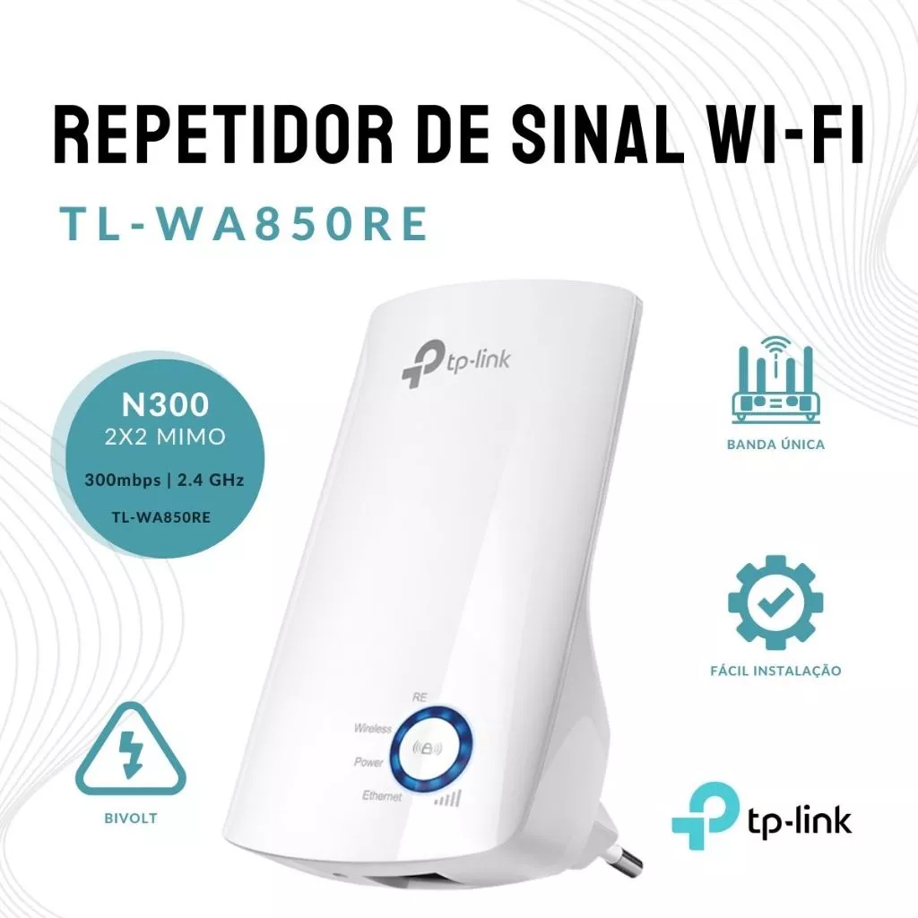 Repetidor Tp Link 850 Extensor de internet 300 Mbps Para ampliar sinal de Wifi - Original C/ NF fácil configuração -2026