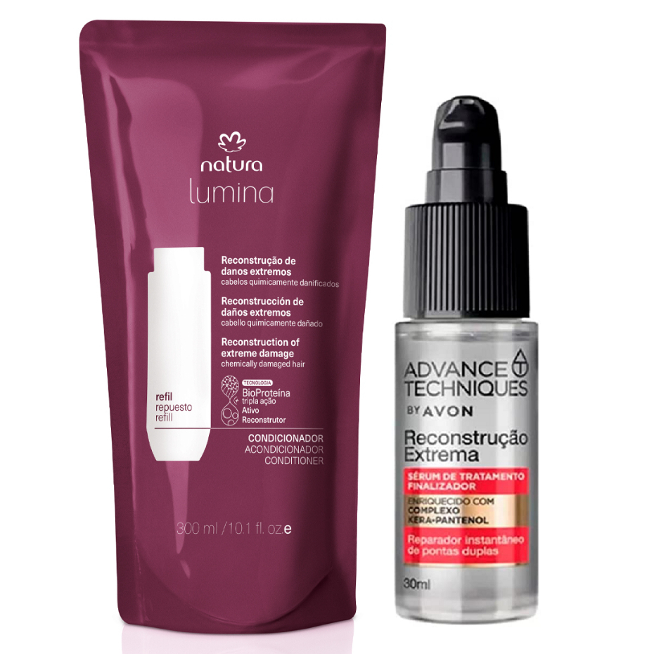 Kit Condicionador Reconstrução Danos Extremos Lumina e Óleo de Tratamento Restaurador Advance Techniques