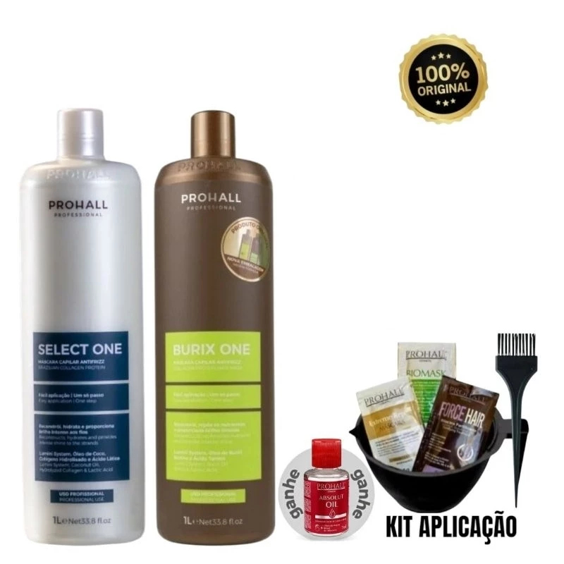 Kit Prohall Select One 1L + Burix One 1L Progressiva Orgânica Antifrizz
