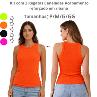 Kit 2 Blusas Regata Feminina Canelada Com Acabamento Em Ribana  Básica Moda em Oferta na Shopee