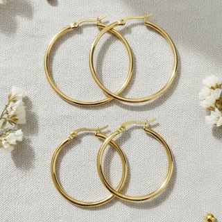 Kit 2 Pares Brincos Argolas Aço Inox Tamanhos Variados Douradas Luxo Não Escurecem Festa e Dia a Dia em Oferta na Shopee