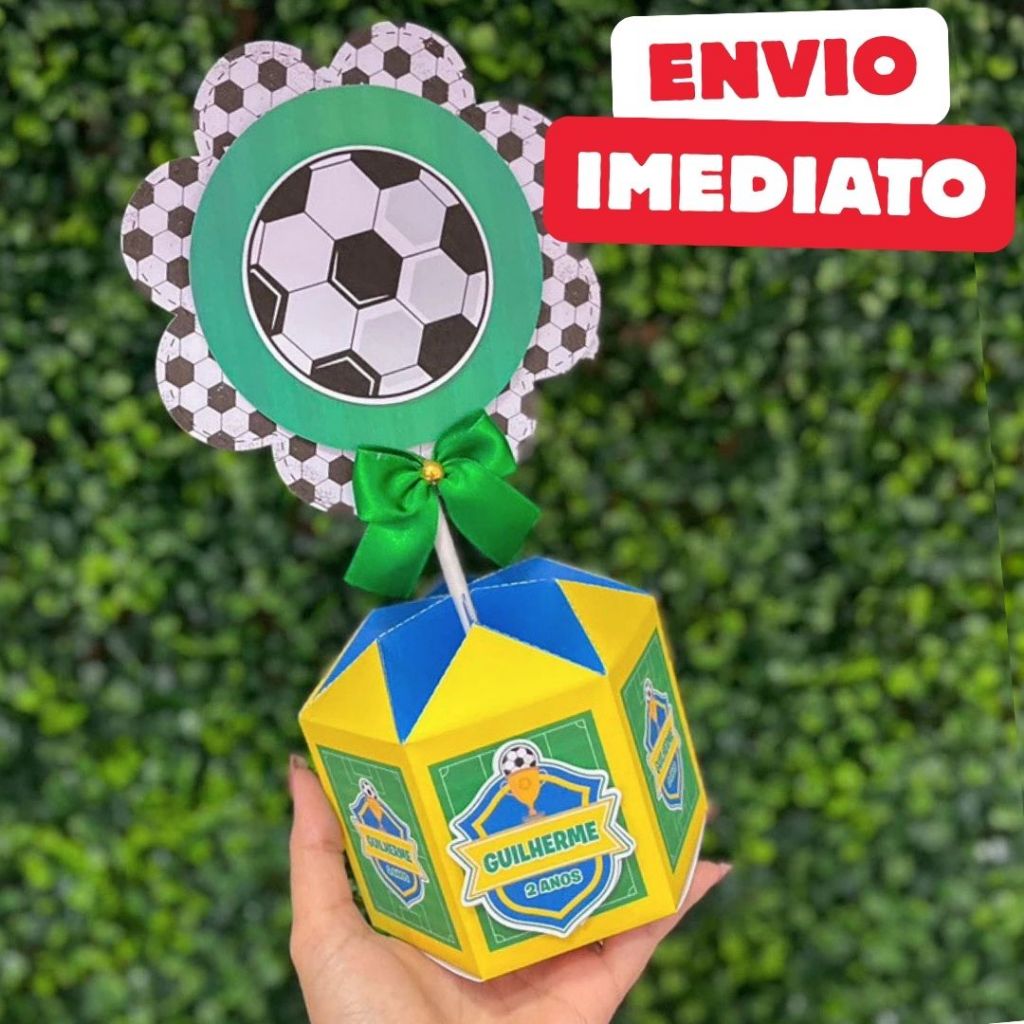 ENVIO RÁPIDO Kit Centro de mesa Futebol Copa Brasil Personalizado Arranjo Cachepô Lembrancinha Festa