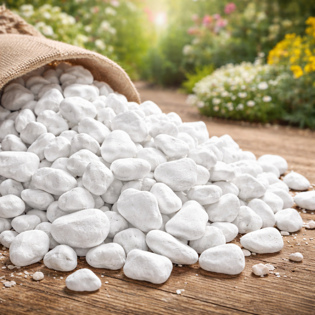 5Kg - Seixo dolomita Branca Pedra Natural para Jardim Vasos Canteiros Paisagismo Tam. 3
