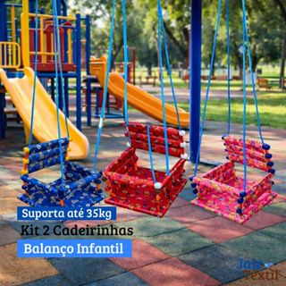 Kit 2 Cadeirinhas de Balanço Infantil em Madeira Suporta até 35kg Diversas Cores em Oferta na Shopee