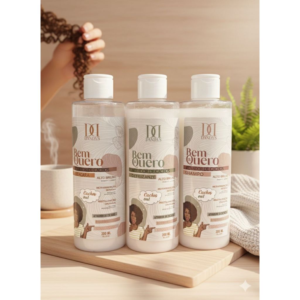 Kit Ativador de Cachos Danda’s Bem Quero | Shampoo + Máscara + Defrizante 200ml
