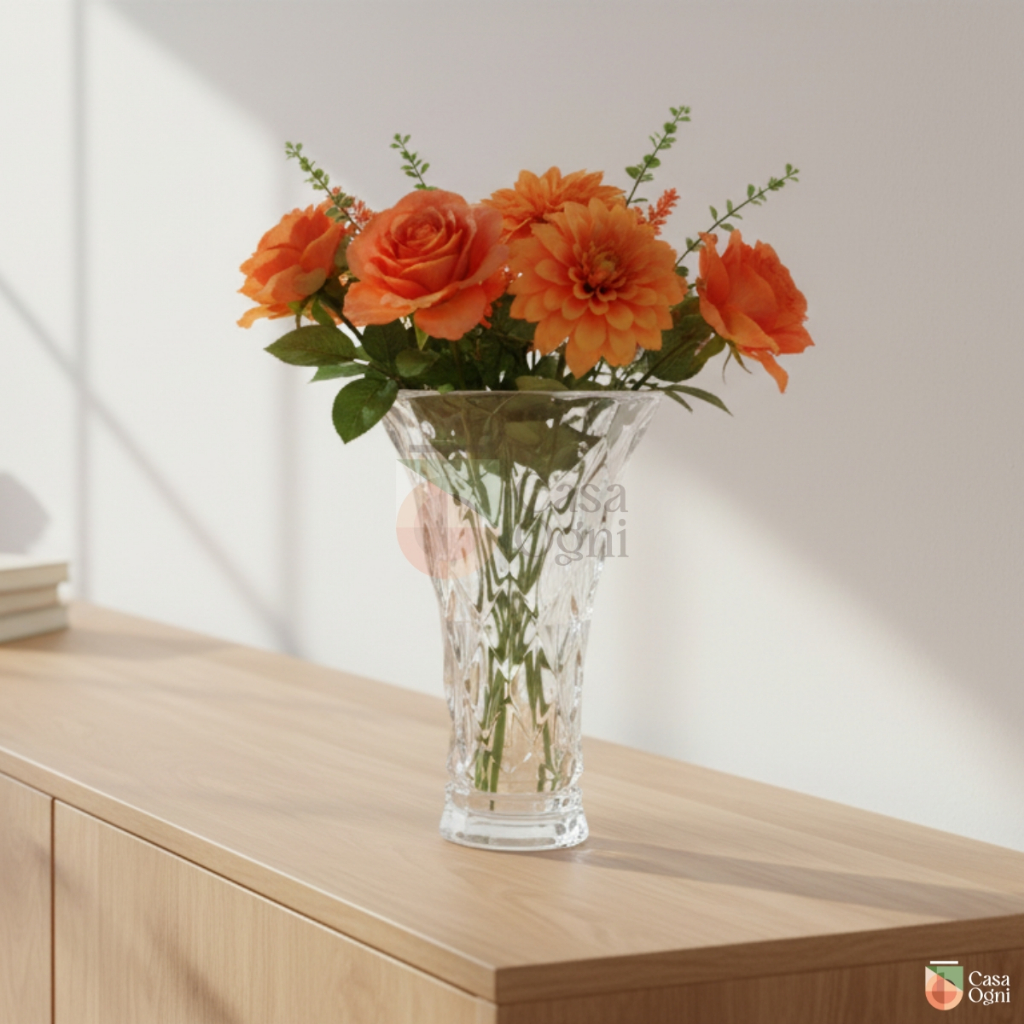 Vaso Vidro Cilíndrico Médio Plantas Flores Jarro Diamond Transparente Arranjos Decorativo 20cm