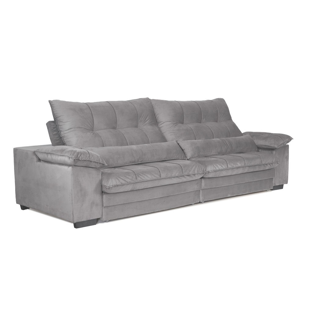 Sofá Retrátil Reclinável 2,90m com Molas e Espuma D33 Biondi Veludocristal - NETSOFAS