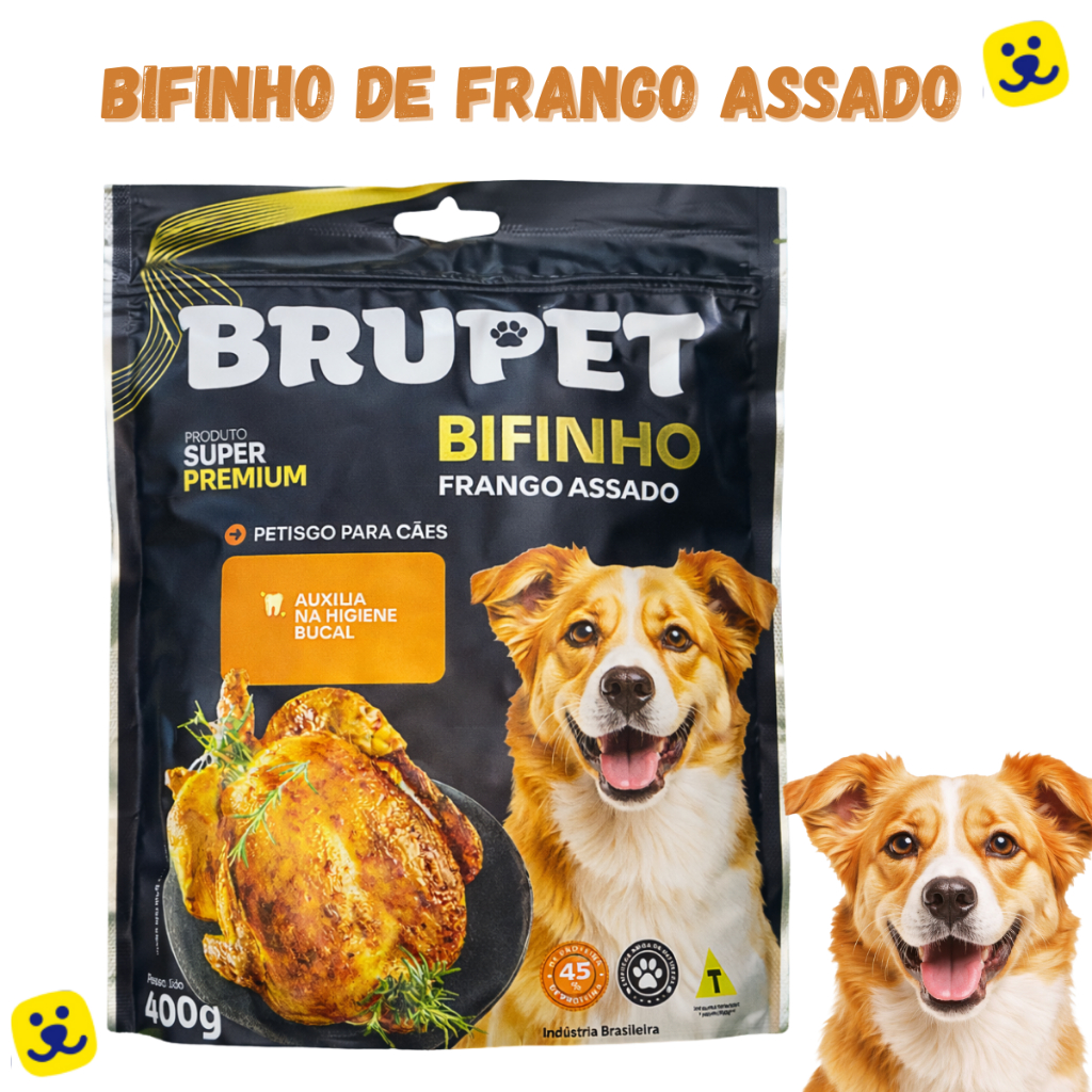Bifinho Cachorro Sabor Frango Brupet 400g Petisco para Cães Super Premium Sem Corante Proteína 45%