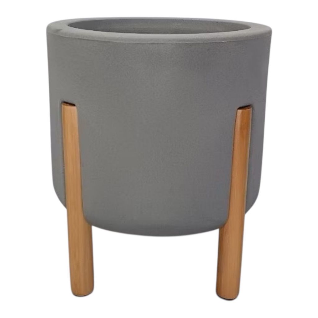 Vaso De Luxo Polietileno Com Pés De Madeira Nobre - Kit P M G Decorativo Elegante