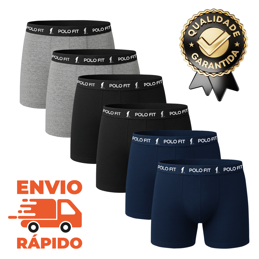 Kit 6 Cuecas Polo Fit Boxer Algodão Box Masculina Promoção Original Cotton em Oferta na Shopee
