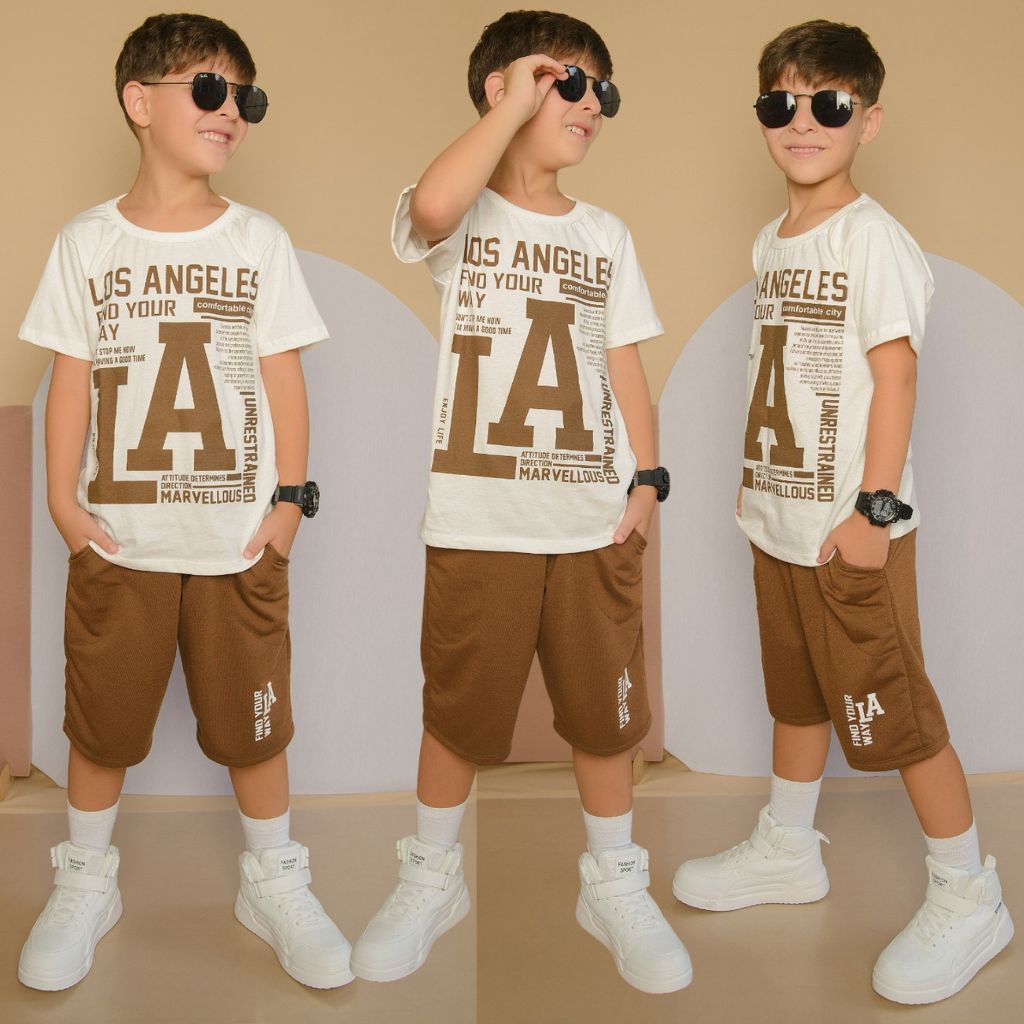 Conjunto Infantil Masculino Verão Lançamento Camisa e Bermuda Veste Do 2 ao 12 Anos Roupa De Criança em Oferta na Shopee