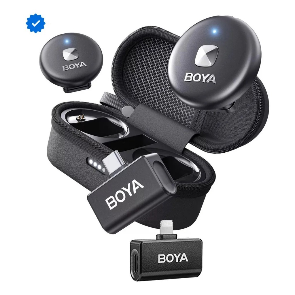 2 ADAPTADOR Sistema Microfone Sem Fio Boya Omic Usb C ,IOS Lapela Preto