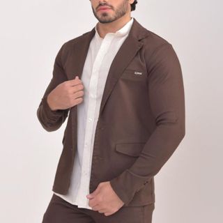 Blazer Paletó Slim Alfaiataria Sarja Premium com Elastano Masculino 2 Botões Corte Italiano Esporte Fino Elegante Terno em Oferta na Shopee