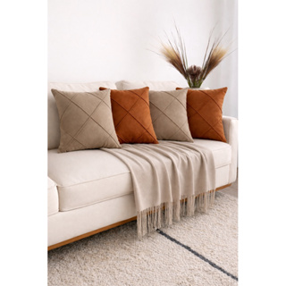 Kit 4 Capas De Almofada Decorativas em suede 45x45 Drapeada em Oferta na Shopee