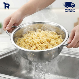 Escorredor de Massas Macarrão Inox Lava Alimentos Fruta Legumes Verduras Cozinha Multiuso em Oferta na Shopee