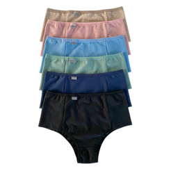 Kit 5 Calcinhas Algodão Cintura Alta Pala Dupla Segura Barriga | Modeladora e Cotton Premium